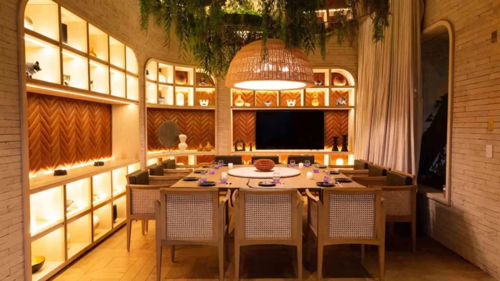 Salón privado montado para una cena
